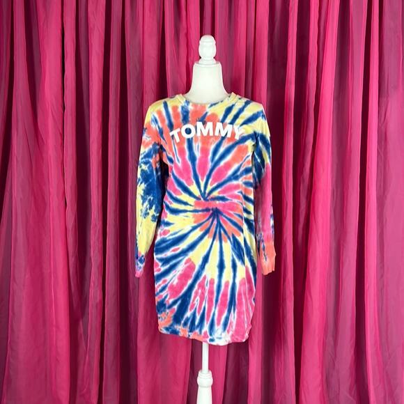 Tommy Hilfiger long sleeved tie dye sweatshirt dress, size med - Picture 1 of 11